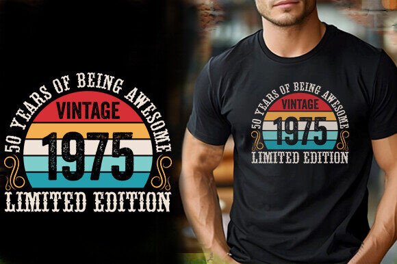 50 YEARS of BEING AWESOME VINTAGE 1975 L Graphics