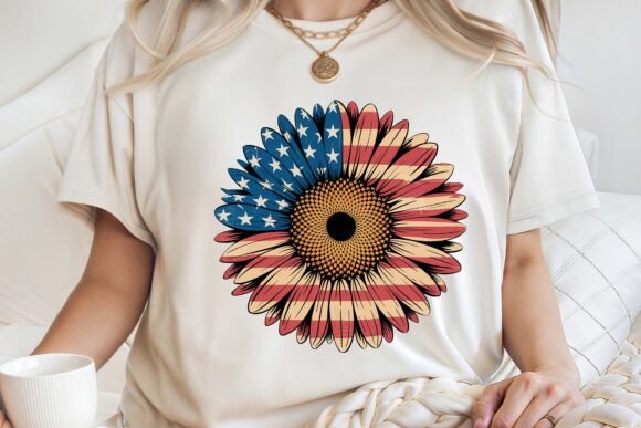 America Flag Sunflower Shirt PNG Graphics