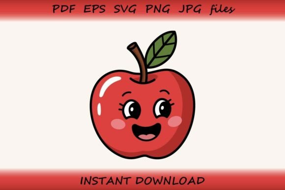 Cute Kawaii Apple Clipart: Graphics for Whimsical Design