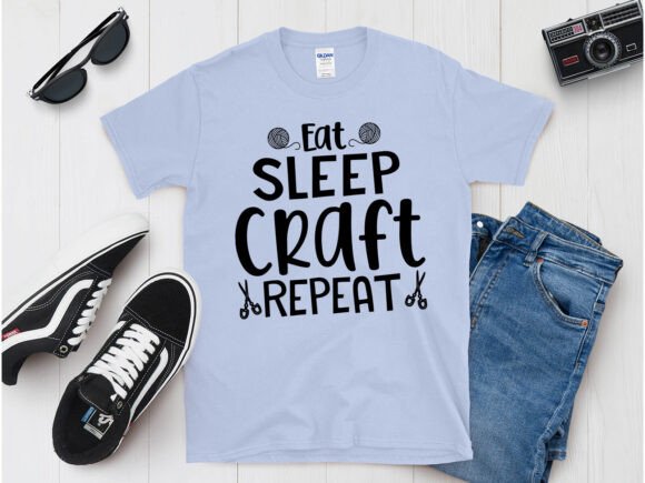 Eat Sleep Craft Repeat T-Shirt Design Graphics