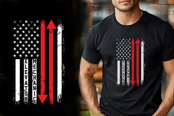 ELEVATOR MECHANIC VECTOR FLAG TSHIRT DES