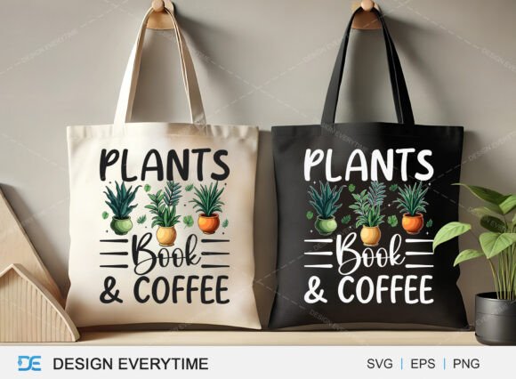 Plants Book Coffee Tote Bag Design: Graphics for T-Shirt Designs