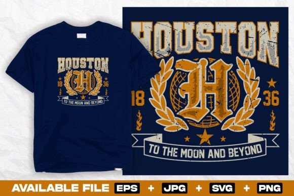 Retro Houston Varsity Grunge Svg Print: Graphics for T-Shirt Designs