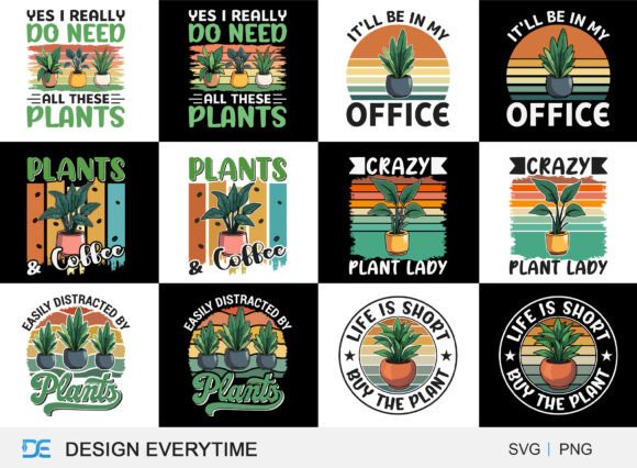 Retro Vintage Planting Design Bundle Graphics