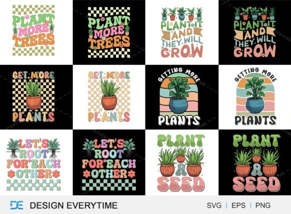 Wave Groovy Planting Design Bundle for Graphics and T-Shirt Designs