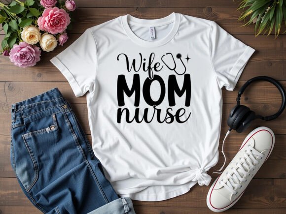 Wife Mom Nurse T-Shirt Design Graphics